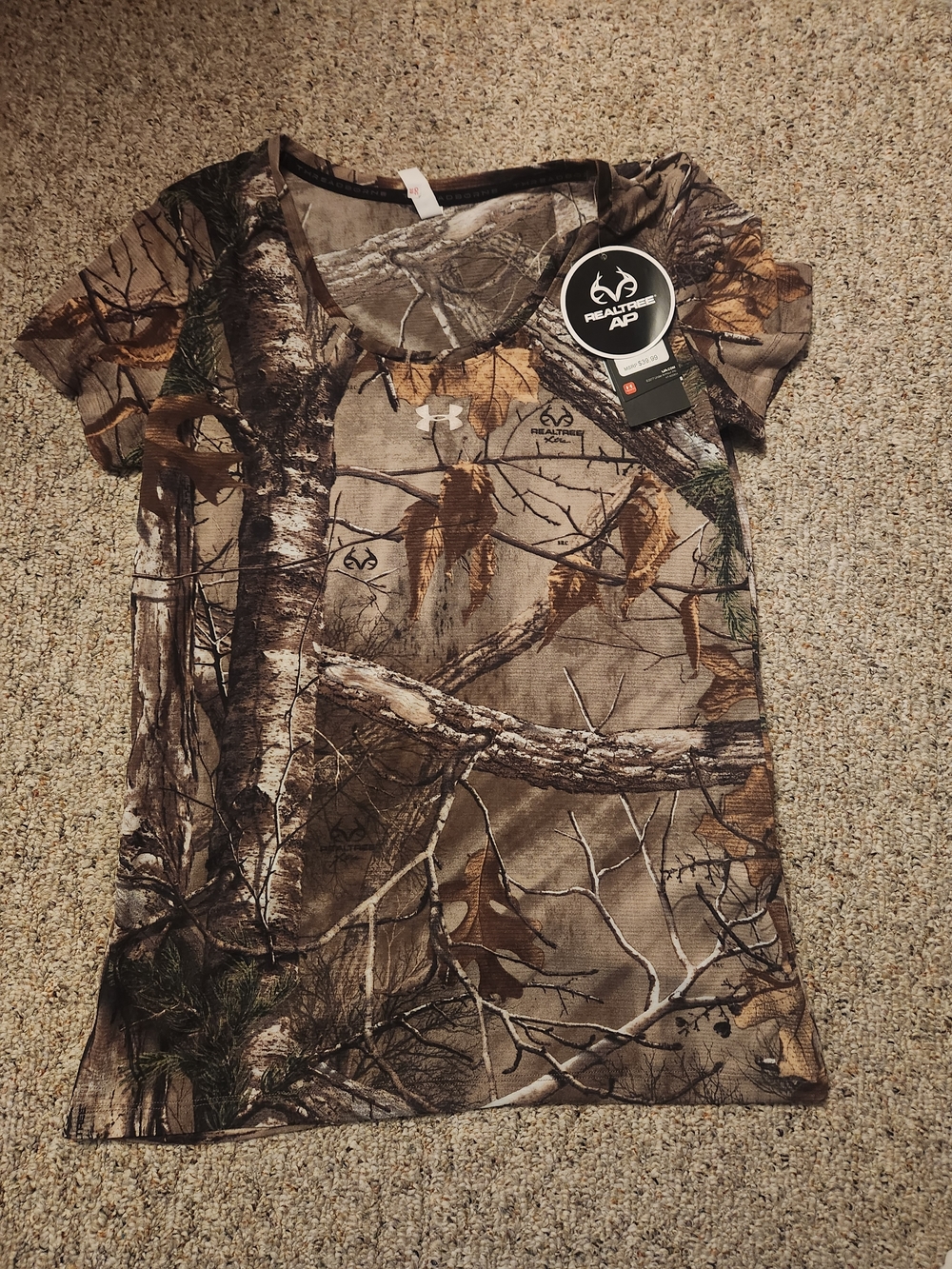 Under Armour Womens Realtree Camo Short Sleeve Tee - Brown/Green Fitted